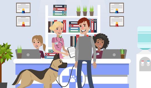 Graphic illustration of a veterinary practice.