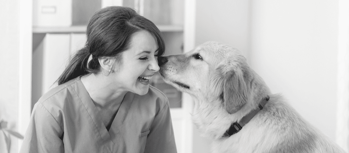 Veterinary technician with dog