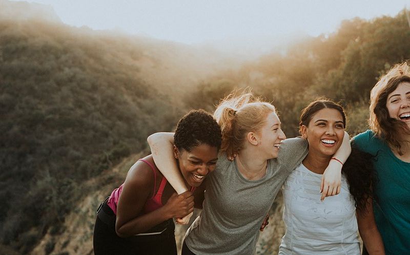 Group of women at the beach.